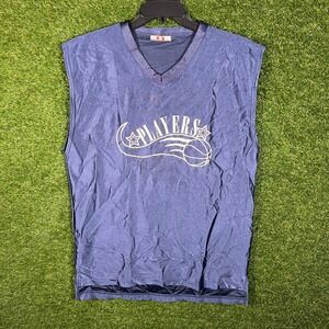 Vintage Dodger Mens Sleeveless Basketball Jersey V-Neck Blue Size M